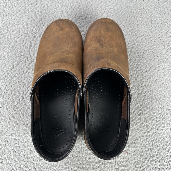 Dansko Women Clogs 39 US 8.5-9 Brown Suede Leather Round Toe Slip On Shoes - Picture 10 of 13